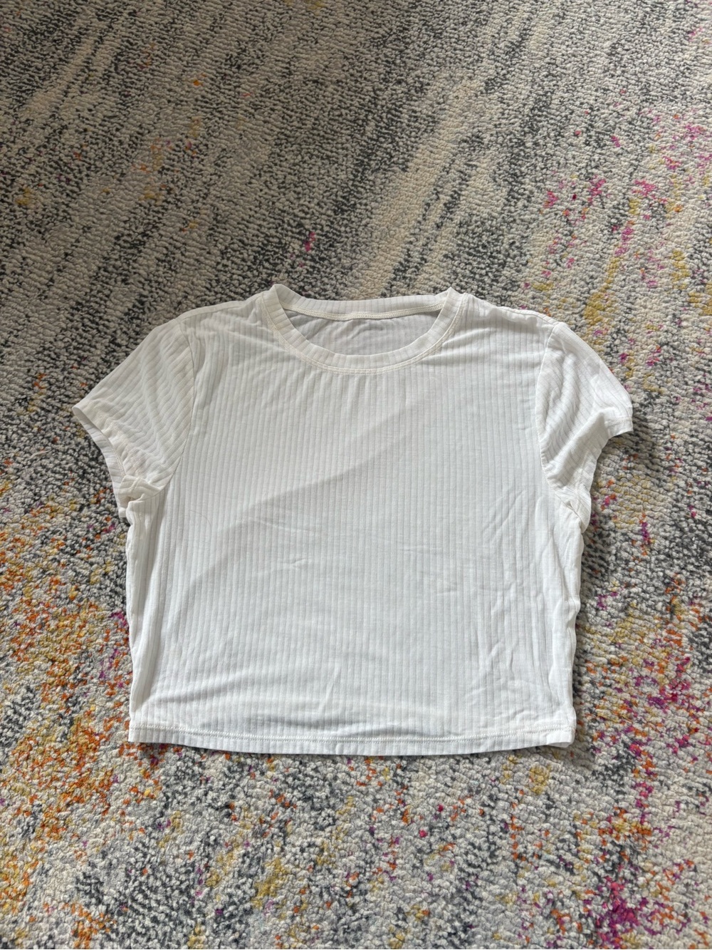 ALO Yoga White Ribbed Short Sleeve Crew Tee